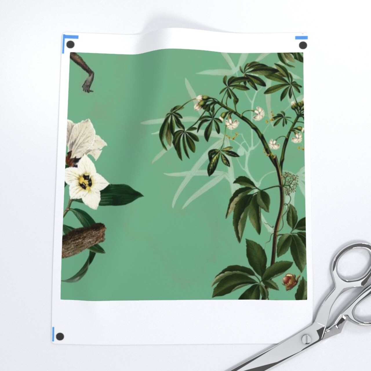 Glam Chinoiserie Vintage Style Monkey Jungle Jade Green Cottagecore Grandmillennial Custom Removable Wallpaper by Spoonflower Peel & Stick Wallpaper 2FT Wide
